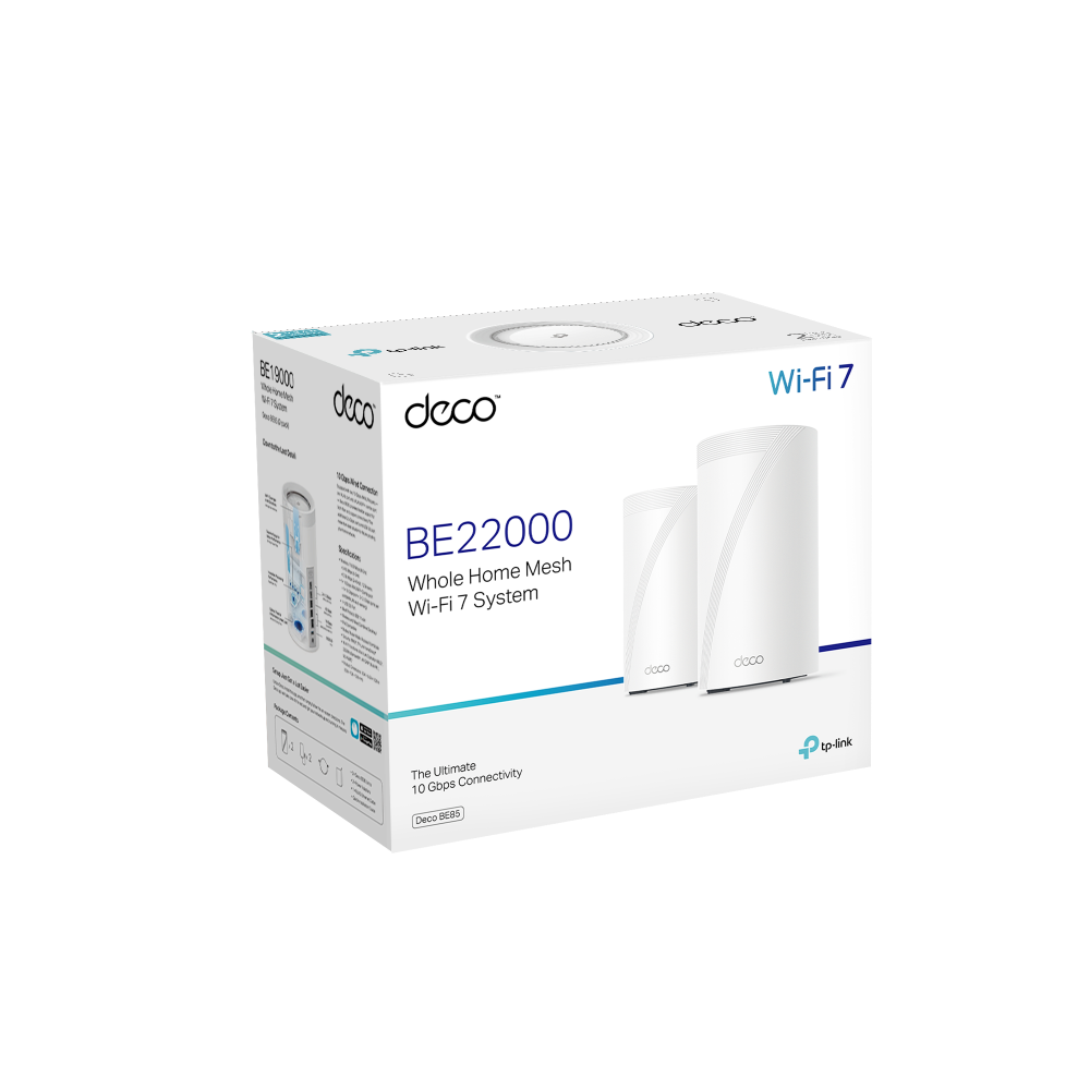 TP-LINK DECO BE85 (PACK2) BE22000 Tri-Band Whole Home Mesh WiFi 7 System