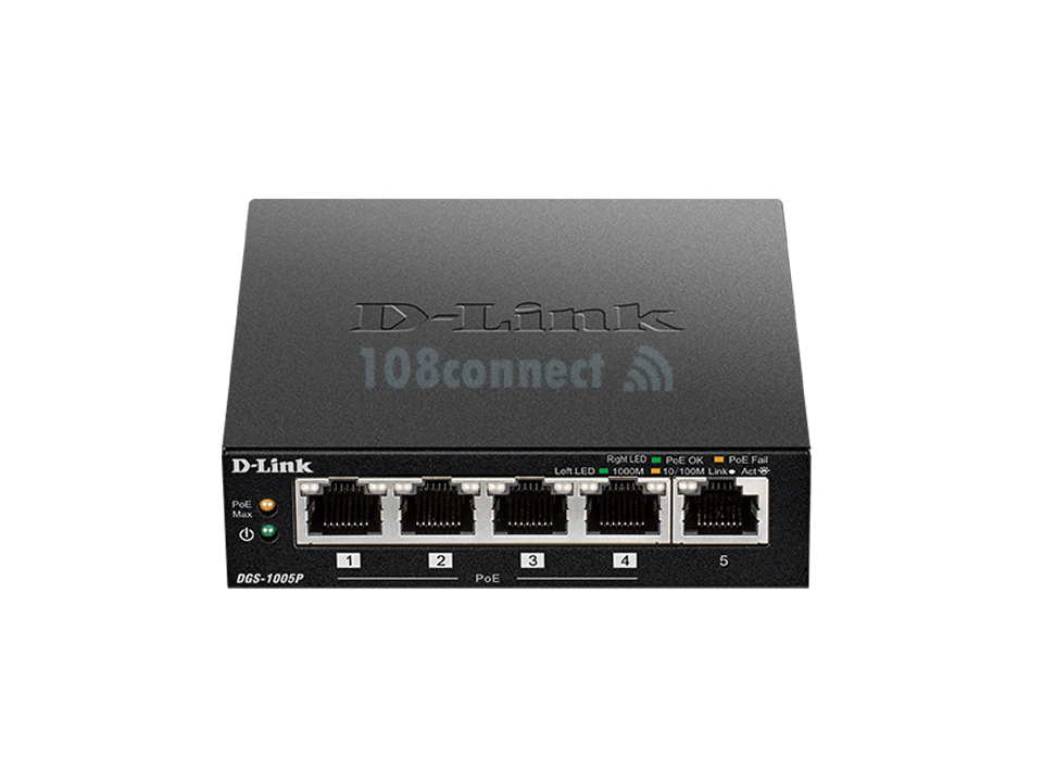 D-LINK DGS‑1005P 5‑Port Desktop Gigabit PoE+ Switch