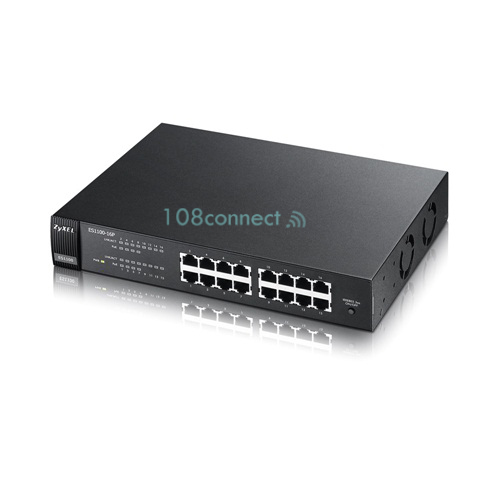 ZyXEL ES1100-16P 16-Port 10/100Mbps Fast Ethernet Unmanaged Switch, 8-Port PoE Max 130 Watt