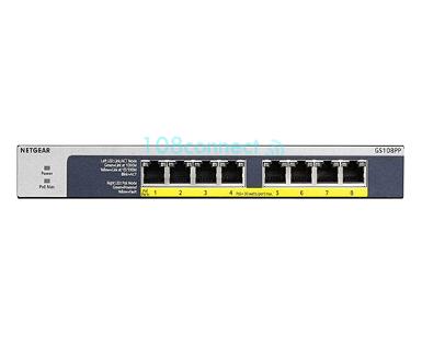 NETGEAR GS108PP 8 Port Gigabit Ethernet Unmanaged Switch with 8-Port PoE/PoE+ (120W power Budget)