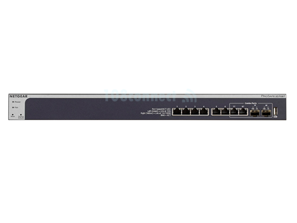 NETGEAR XS708T 8-port 10-GigabitSmart Managed Switch 2 x Shared (combo) copper/SFP+ 1x USB port
