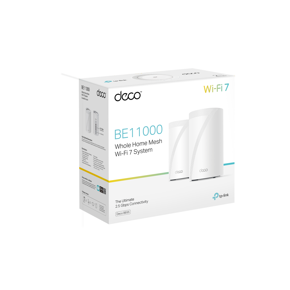 TP-LINK Deco BE65(2-Pack) BE11000 Whole Home Mesh WiFi 7 System